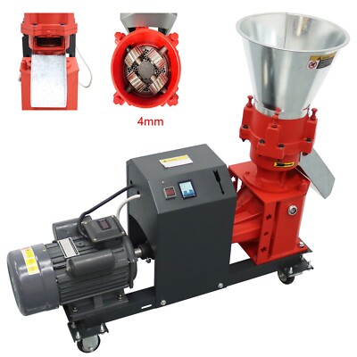 220V 4mm Feed Pellet Mill Machine Farm Zoo Pelletizer 3.5kw 150-200KG/h 4Rollers