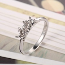 Sterling Silver Round 4mm To 4.75mm  3mm To 3.6mm Semi Mount Ring Settings Only
