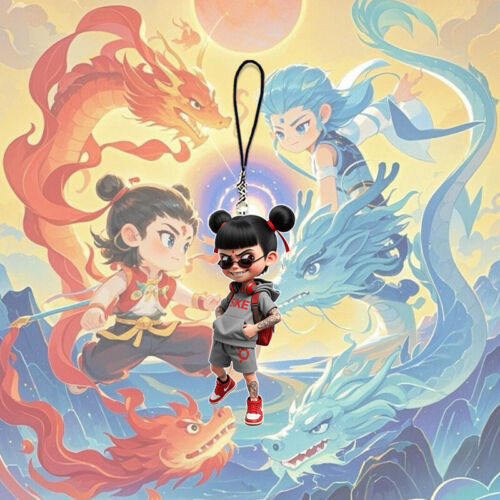 Ciondolo borsa scuola telefono acrilico visivo 3D Nezha's 2 Demon bambino mare Nezha - Foto 8 di 9