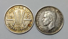 1942-D Australia 3 Pence - .925 Silver - Threepence - George VI - WWII - US Mint