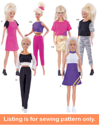 SEWING PATTERN Sew 11 1/2'' Fashion Doll Clothes Clothing Sports Fit Barbie 9034