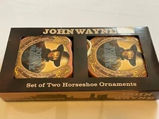 John Wayne The Duke Horseshoe Ornaments Set Of 2 Boxed Vandor Collectible NEW