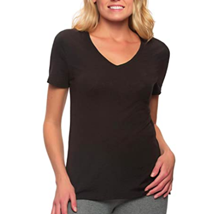 Felina Women's Slub Jersey Tee V Neck Short Sleeve