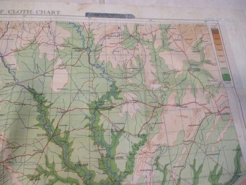 1944 WWII "The HUMP"~Mt OMEI/WEI~2 Sided ARMY Air Force PILOT~Cloth/Silk MAP~(G) - Picture 3 of 12