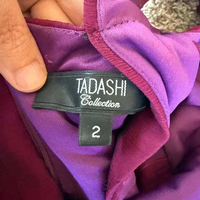 Vestido en Capas 100% Seda Colección Tadashi Noche Boda Talla 2 Foto 2 de 4