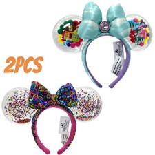 Disney~ UP Grape Soda Cap Balloons Minnie Ears+Colorful Star Fragments Bow Ears