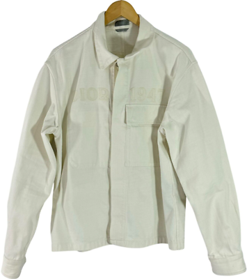 DIOR White Cotton 1947 Alphabet Embroidered Logo Men Long Sleeve