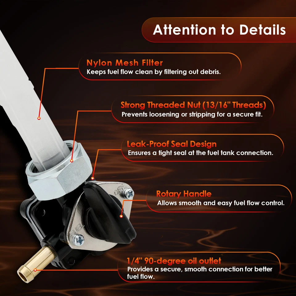 Válvula de combustible 61338-94D Petcock con rosca macho 95-01 Harley FLST FXST FLT FXD Dyna Foto 4 de 4