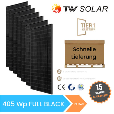 FULL BLACK TW Solar 12x Solarmodul 405Wp PV Solaranlage Photovoltaik BalkonKraft