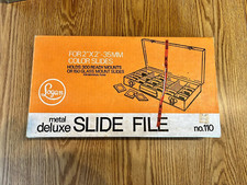 Vintage Logan Metal Deluxe 35mm Slide File No. 110 W/Box Holds 300 Ready Mount