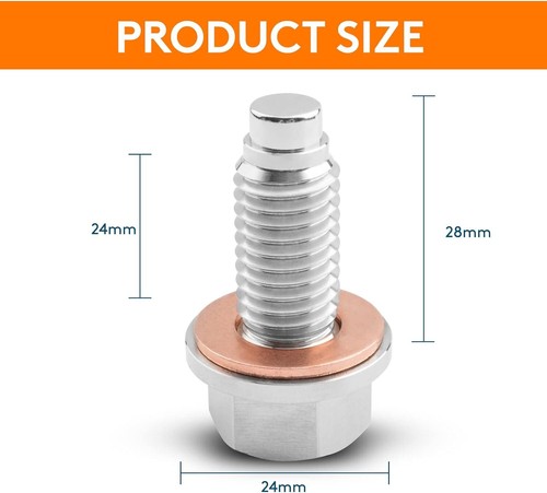 Stainless Steel Engine Neodymium Magnetic Oil Drain Plug with Copper Gasket - Picture 16 of 34