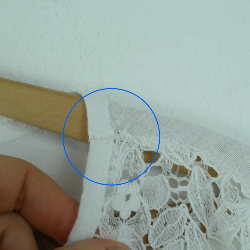 Top Saks Fifth Avenue XL 100 % lino blanco encaje cuadrado boho costero relajado playero Foto 3 de 4