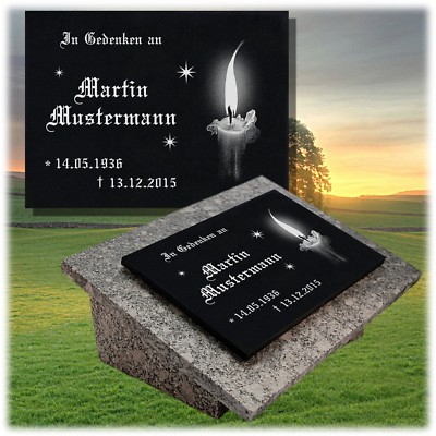 Granit Grabplatte Grabtafel Grabschmuck 40x30 cm Wunsch Gravur Grabstein - gg31s