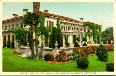 Postcard Henry E Huntington Library & Arts Gallery San Marino  California