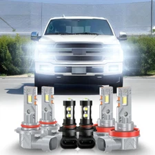 Fits 2015-2019 Ford F150 6X 6000K LED Headlight Hi/Lo + Fog Light Bulbs Combo