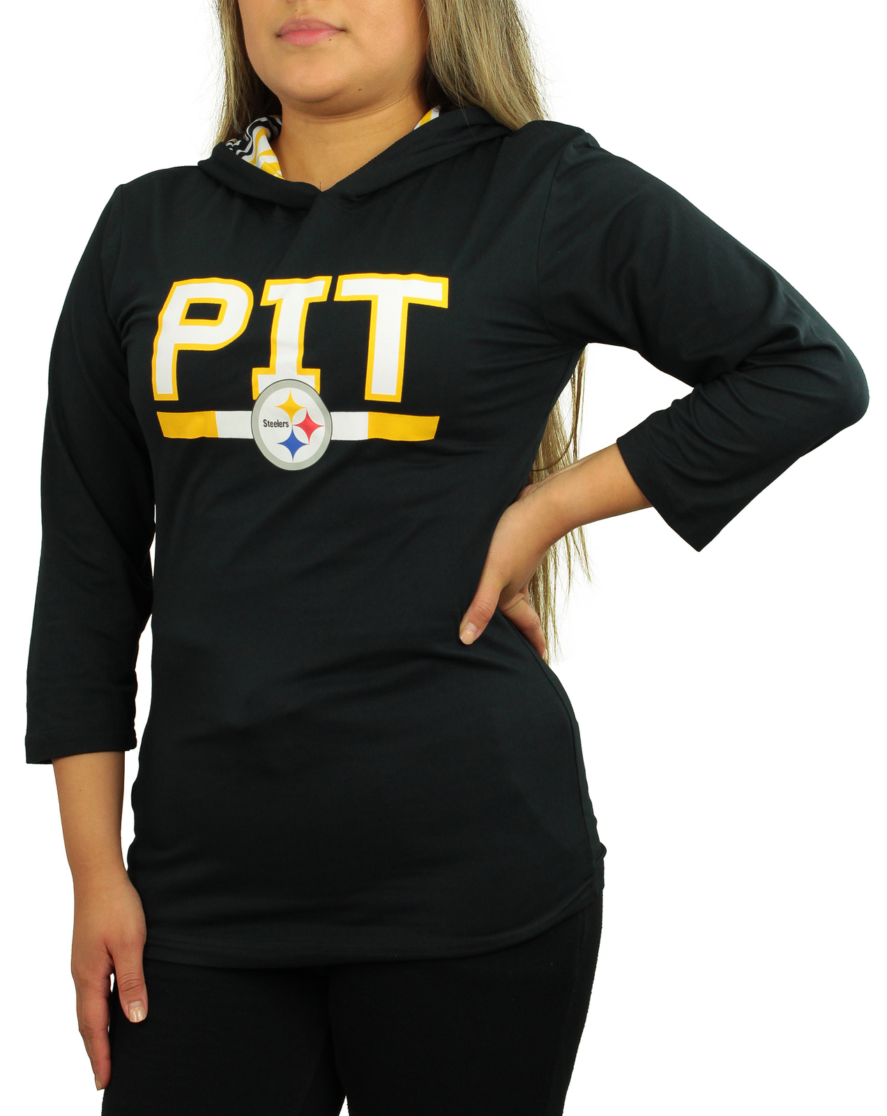 Легкий пуловер однотонной командной расцветки Zubaz NFL Womens Pittsburgh Steelers