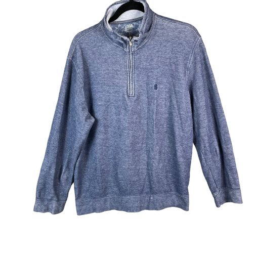 Izod Saltwater Sweater Mens L Blue 1/4 