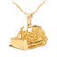 thumbnail 1 - Yellow Gold Bulldozer Construction Pendant Necklace