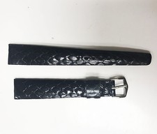 JB Champion Vintage Genuine Snake 9mm Black Stainless SS Buckle Watch Band