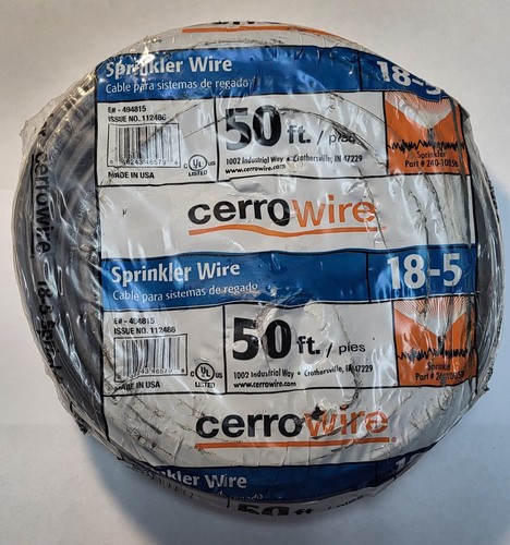 Cerrowire 50 ft. 18/5 Black Solid Copper Sprinkler Wire