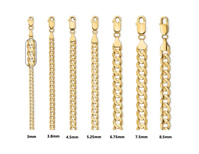 Curb Link Chain Necklace Open Concave Style Solid 14K Yellow