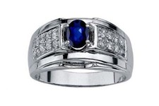 Natural Blue Sapphire CZ Gemstones 925 Sterling Silver Ring For Men's 965