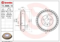2X Brembo 14.D996.10 Bremstrommel FüR Audi Seat Skoda VW