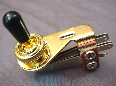 VINTAGE STYLE RIGHT ANGLE 3-WAY TOGGLE SWITCH FOR GUITAR - GOLD