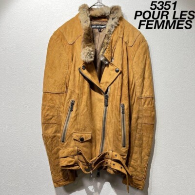 5351 POUR LES FEMMES Double Rider Jacket Suede Leather  Fur