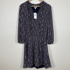 J.Crew Mercantile Tiny Ditsy Navy/Coral Floral Dress Size Medium Women