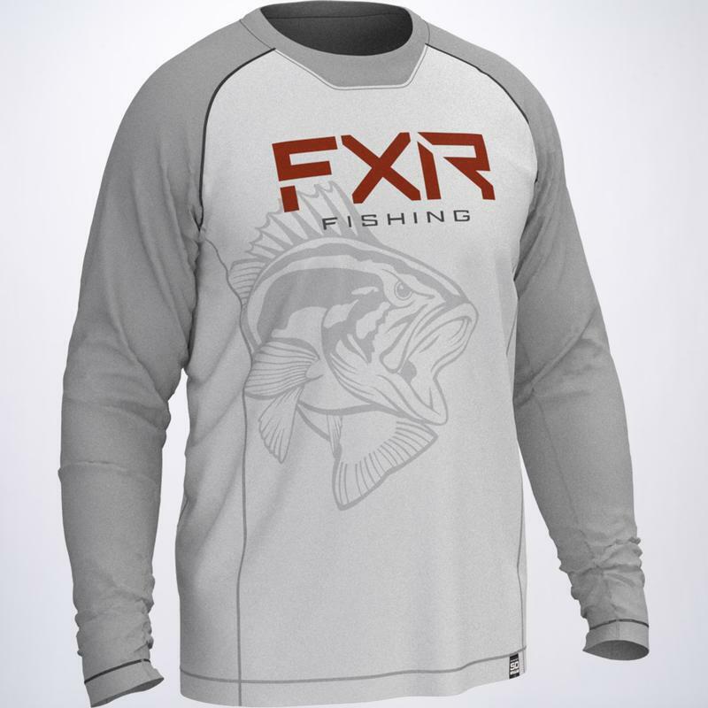 FXR Men's Pro Fish UPF50 Shirt  L 2X 3X Grey Bass 212083-0507 CLEARANCE