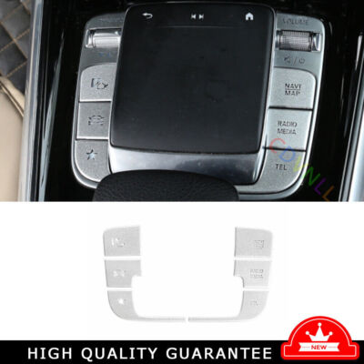 Center Console Multimedia Button Decor Fit For Benz GLA 20-2022 Silver Aluminum