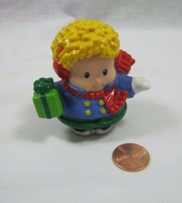 Fisher Price Little People Christmas Eddie Skater Boy W/ Present Gift Skates