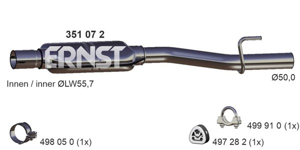 Ernst MittelschalldäMpfer 351072 FüR Mercedes Klasse W202 Model S202 180 202 018-image