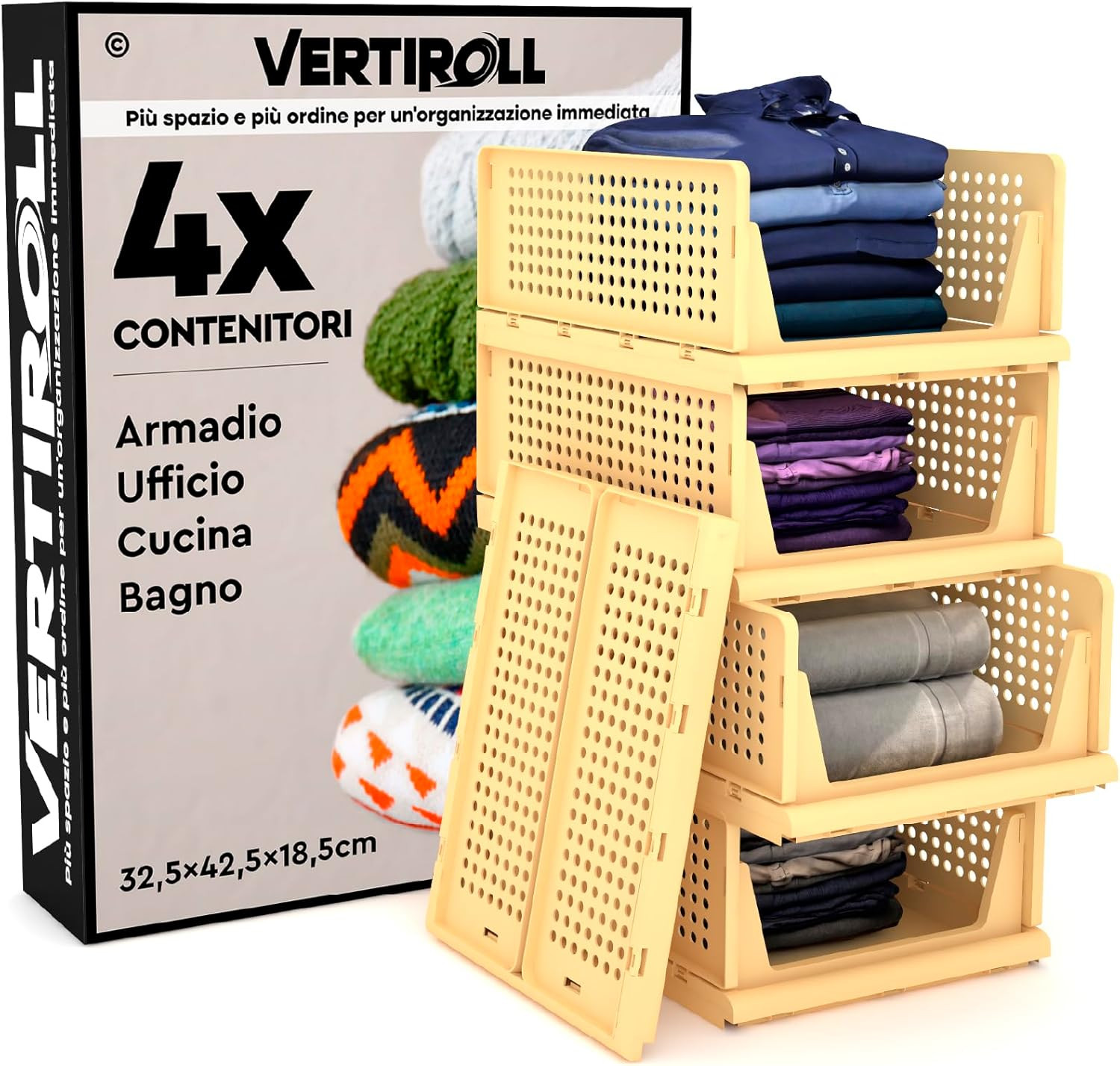 Addio Caos! Set 4 Cassetti Scorrevoli Impilabili - Organizer per Pigri