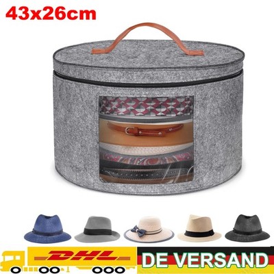 Hutschachtel Rund Filz 43*26cm Hut Aufbewahrungsbox Stoff Durchsichtigem Fenster
