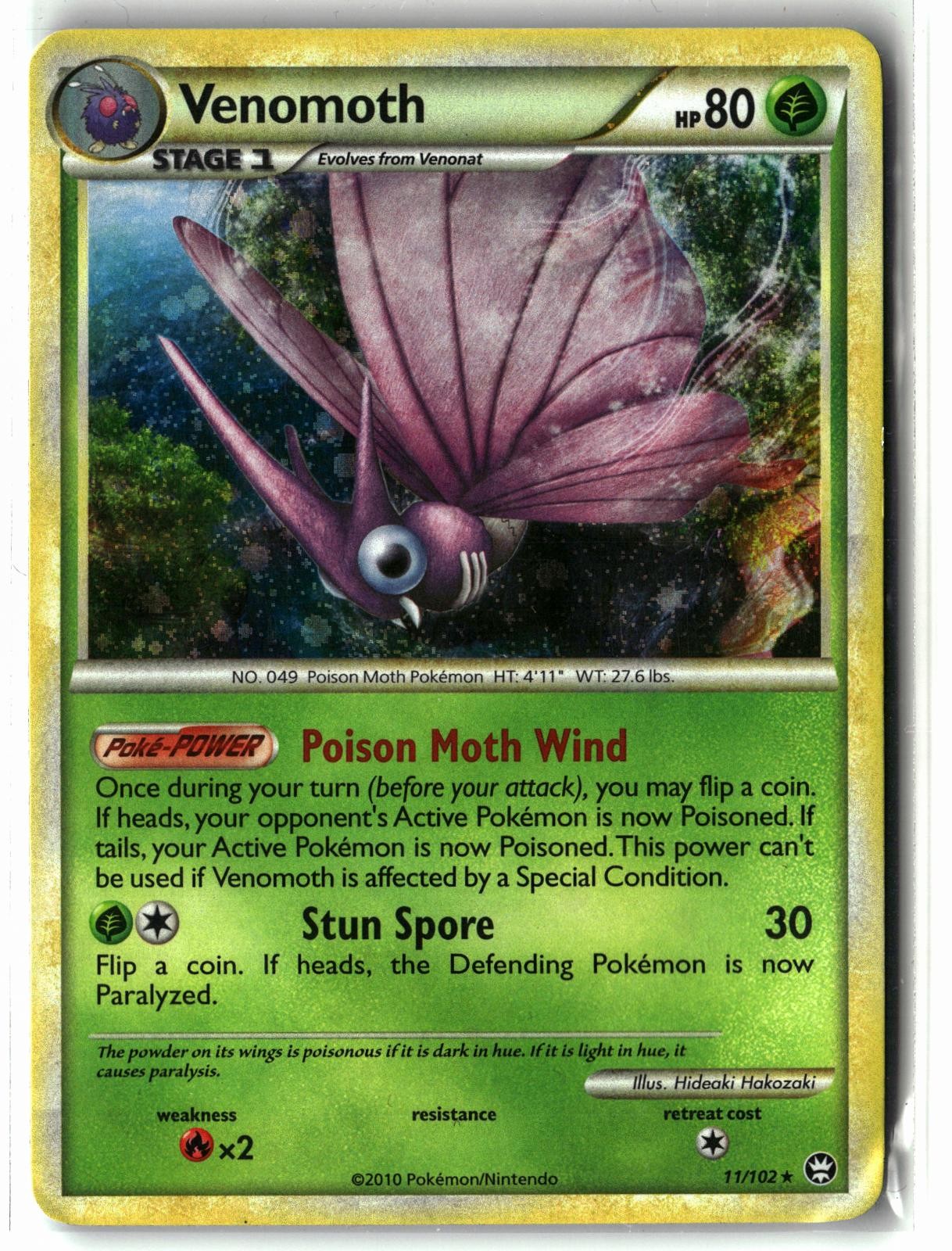 2010 Venomoth ⭐️ 11/102 Holo Rare HGSS Triumphant Pokemon MP