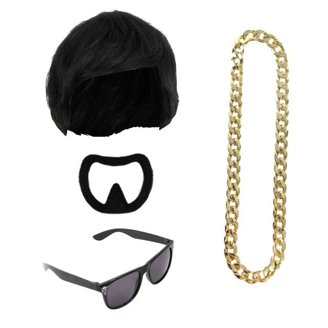 IBIZA FINAL BOSS COSTUME ACCESSORY SET GLASSES WIG FUNNY VIRAL