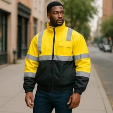 Occumonix Type R Class 3 Hi Vis Reflective Safety Jacket Coat Zip Liner 2X