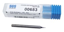00683 Kyocera SGS .0190" Carbide 2 Flute Ball End Mill .0190" Diameter .029" Flu