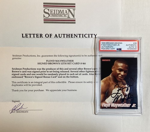 FLOYD MAYWEATHER JR 1999 BROWNS BOXING BONUS CARD SIGNED AUTOGRAPH PSA AUTO 10
