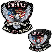 10Pcs-5" 3" America 250Th Birthday 1776 2026 Sticker - Original Design - Ameri