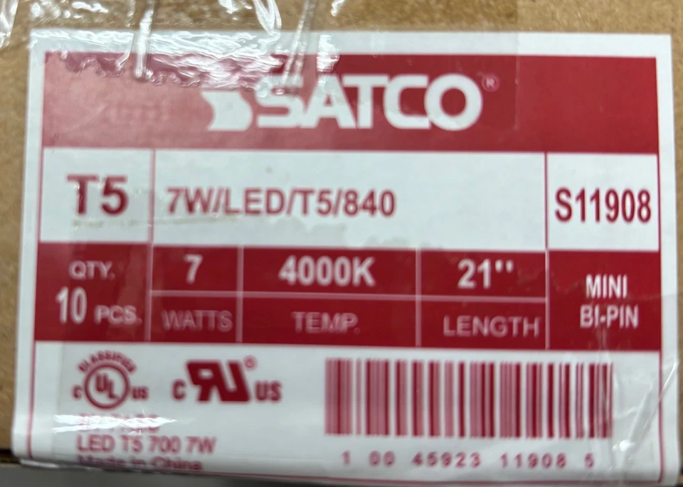 (1) SATCO S11908 7W/LED/T5/840 LED TUBE REPLACEMENT FOR F13T5 FLUORESCENT TUBES - Image 2 of 2
