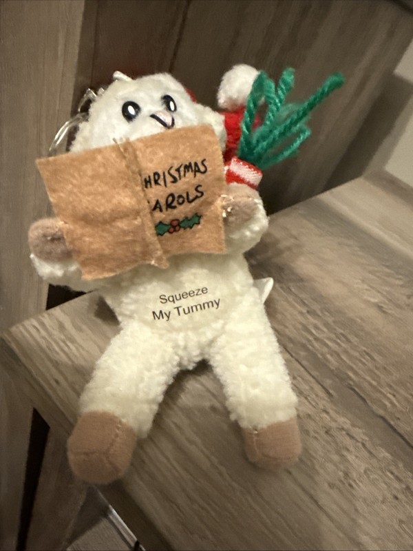 Kurt Adler Carolin Critter Christmas Plush Lamb Sheep Plush Keychain NO SOUND