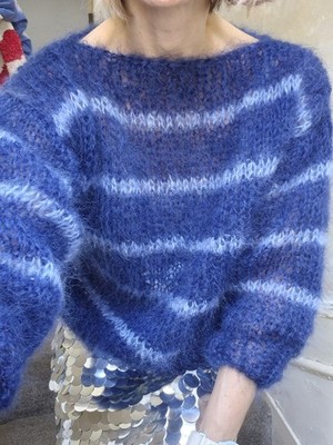 Unikat gestreifter Mohair Pullover, neu mit Etikett, S/M