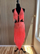 Sasuel Latin / Rhythm ballroom dance competition dress Orange SMALL