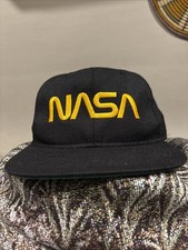 TRUE VINTAGE 1980s NASA Snapback Hat NWOT Made In USA Worm Logo Rare 80s Space