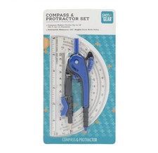 Pen Gear Plastic Compass and Protractor Set Blue