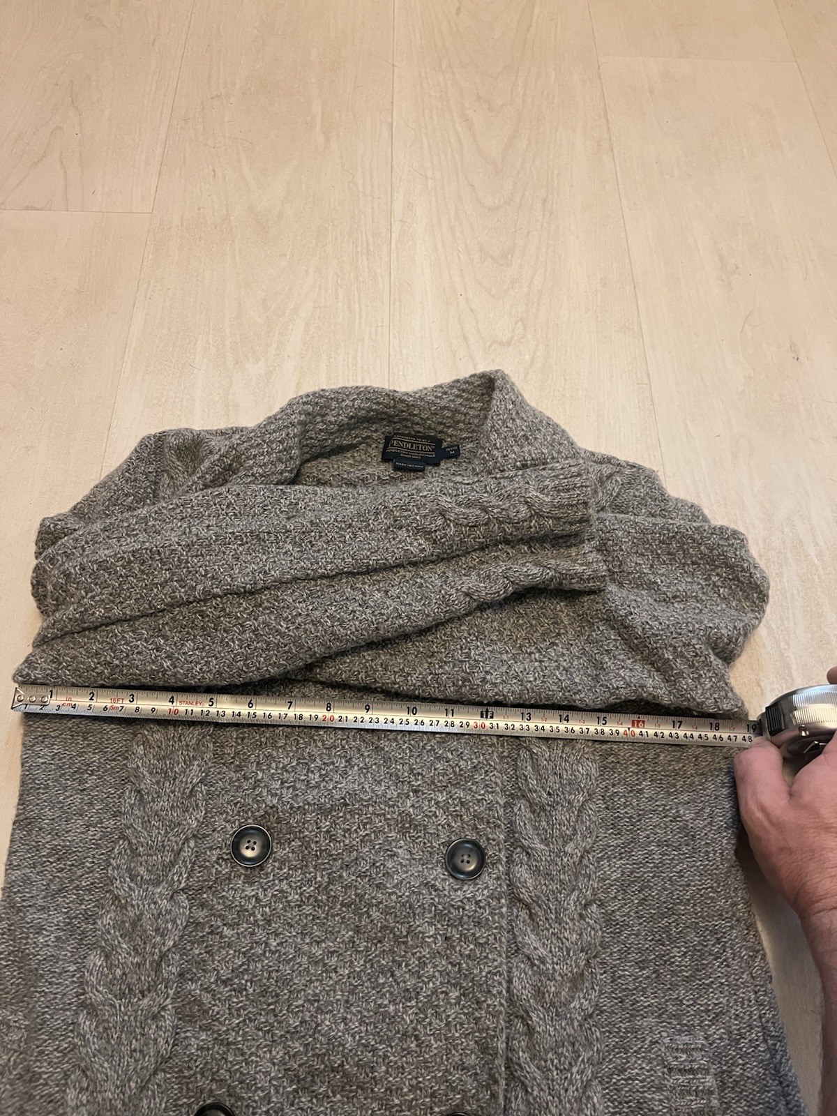 Pendleton Cable Knit Long Double Breasted Cardiga… - image 7