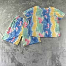 SheIn Pajama Set Boys 8 Tie Dye Stripes Shorts Shirt